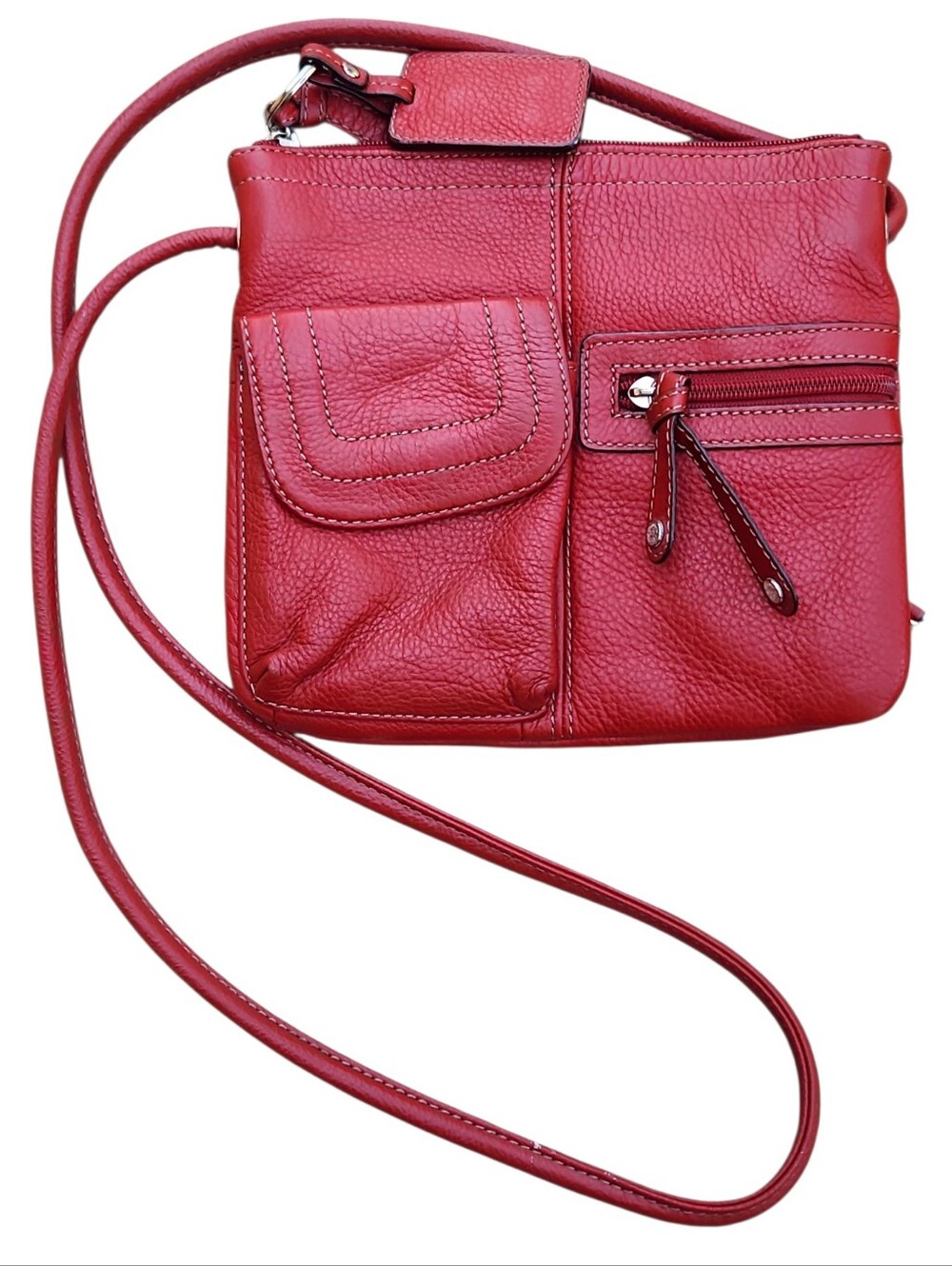 Tignanello Red Leather Crossbody Bag